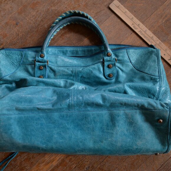 Authentic Balenciaga Work Bag in Turquoise Nicole Richie Purse large diaper bag - Picture 13 of 16